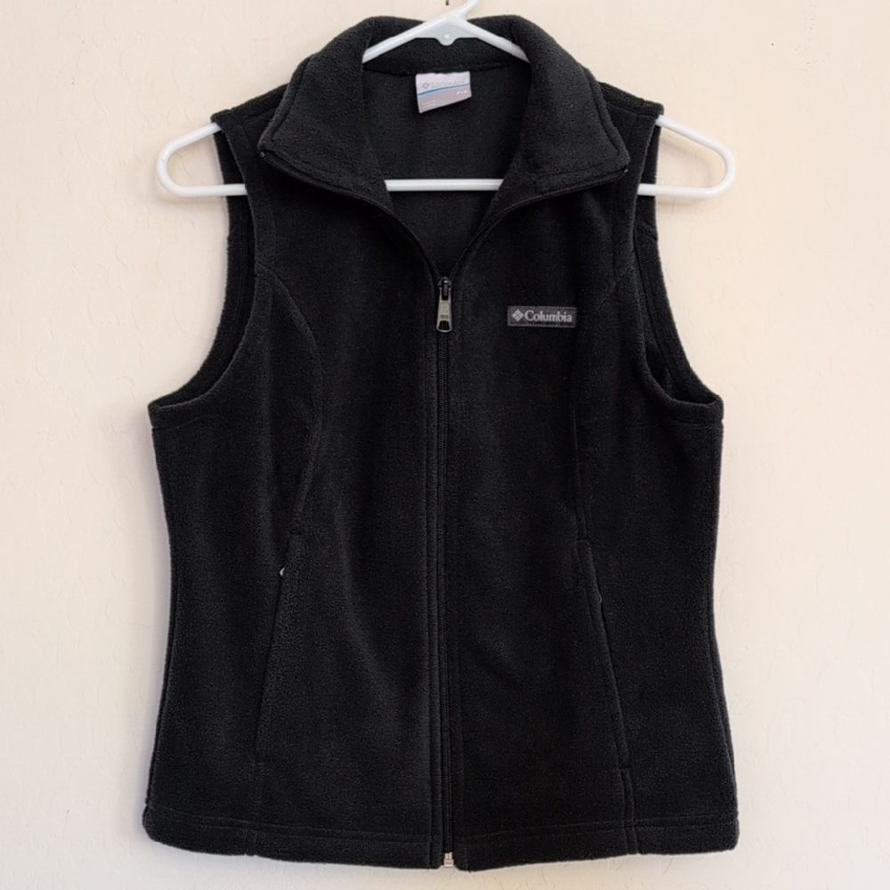 Columbia Black Fleece Zip Up Vest - Size PXS